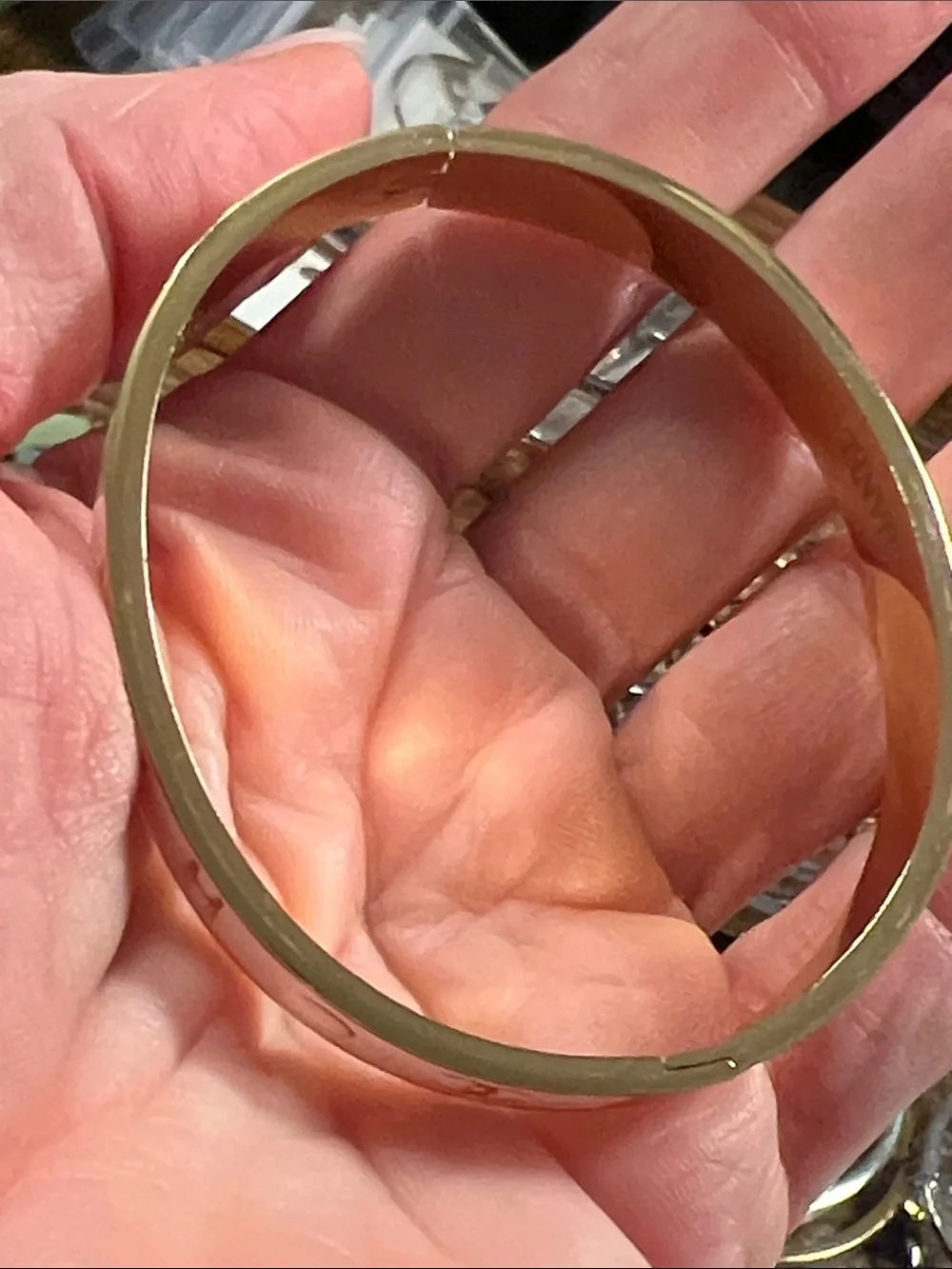 White Enamel and Gold-Tone Logo Bangle Bracelet